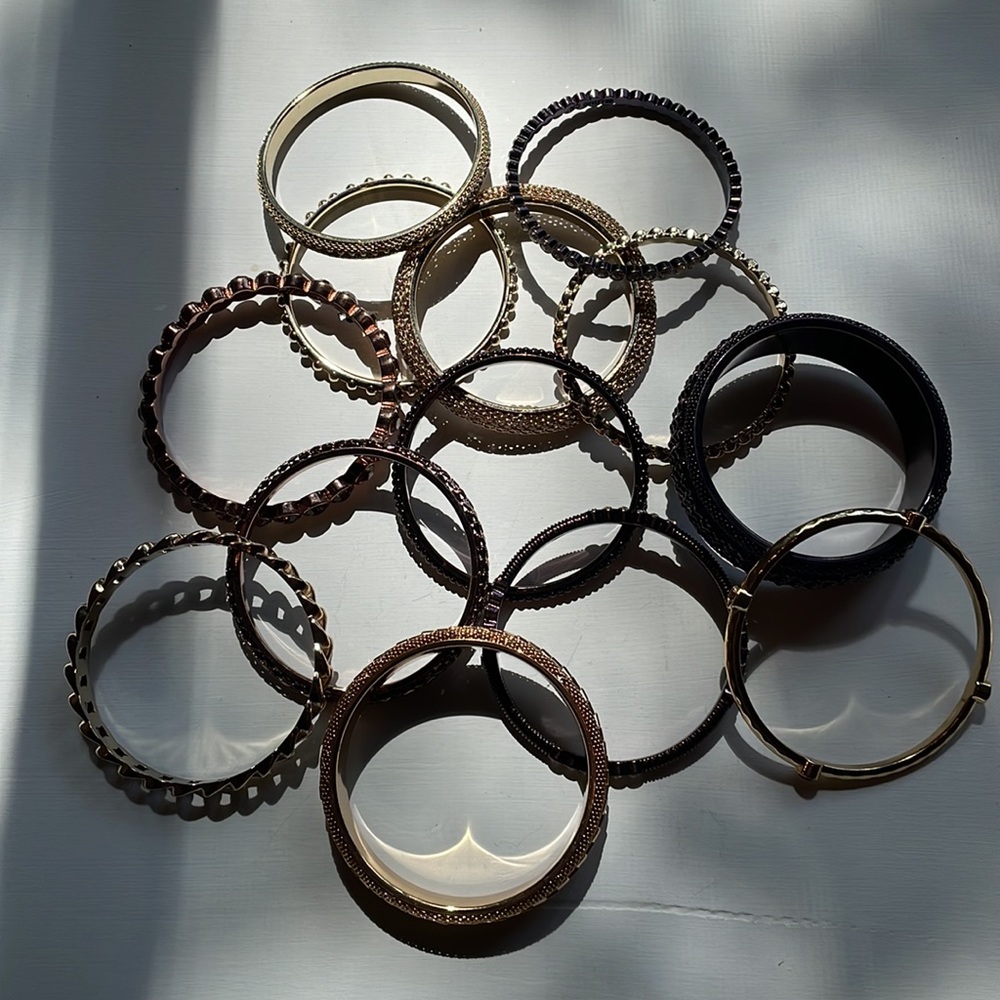 Bangles by RJ Graziano. GLAM 13 total Goldtone bangles. Size Small - Picture 3 of 13